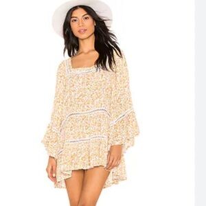 Free People Talk About It Tunic in Ivory ditsy floral mini dress